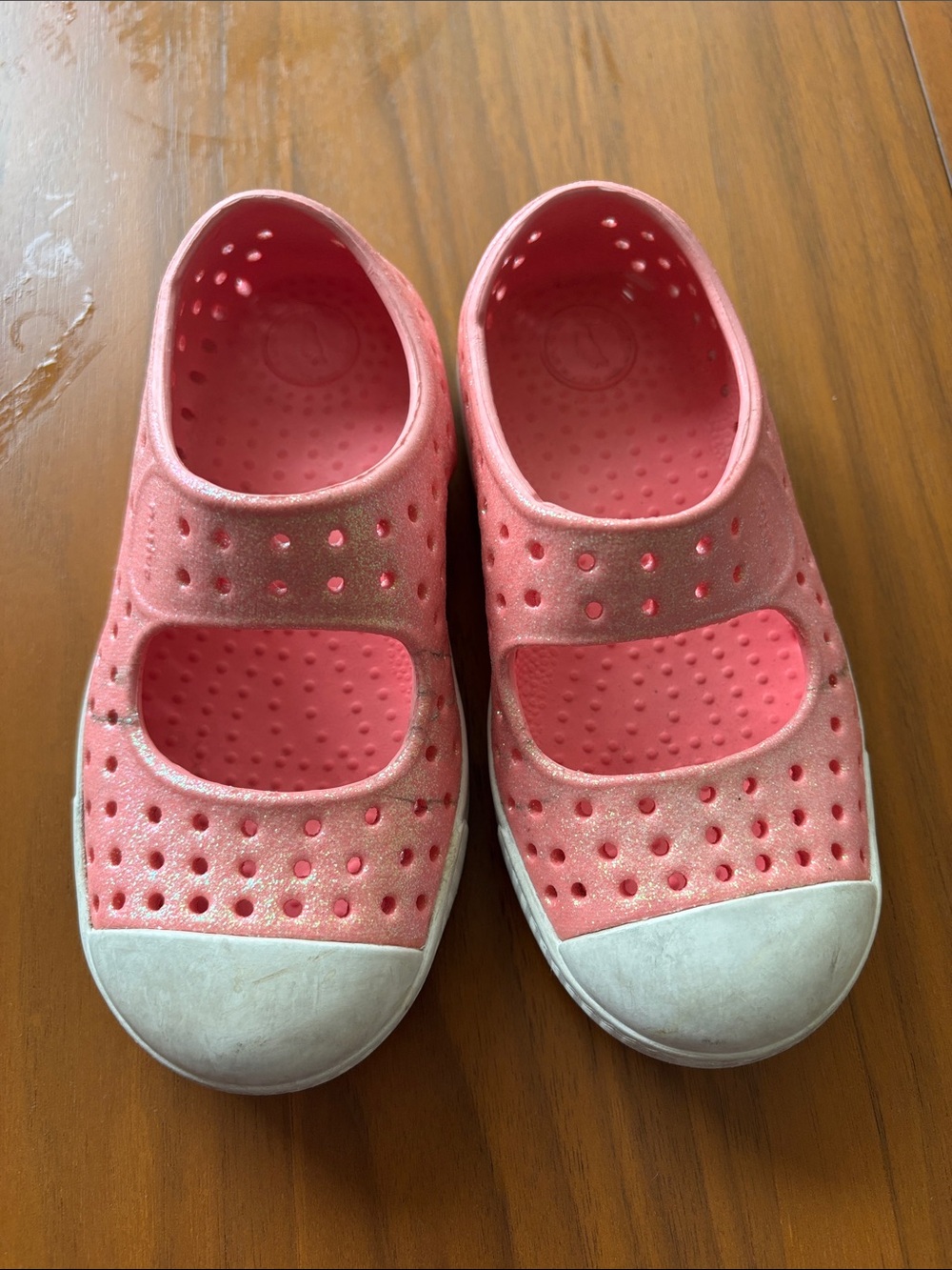 Native Kids' Coral Pink Glitter Mary Jane Foam Clog
